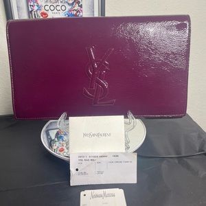 YVES SAINT LAURENT  Patent Leather Belle
De Jour Flap Clutch